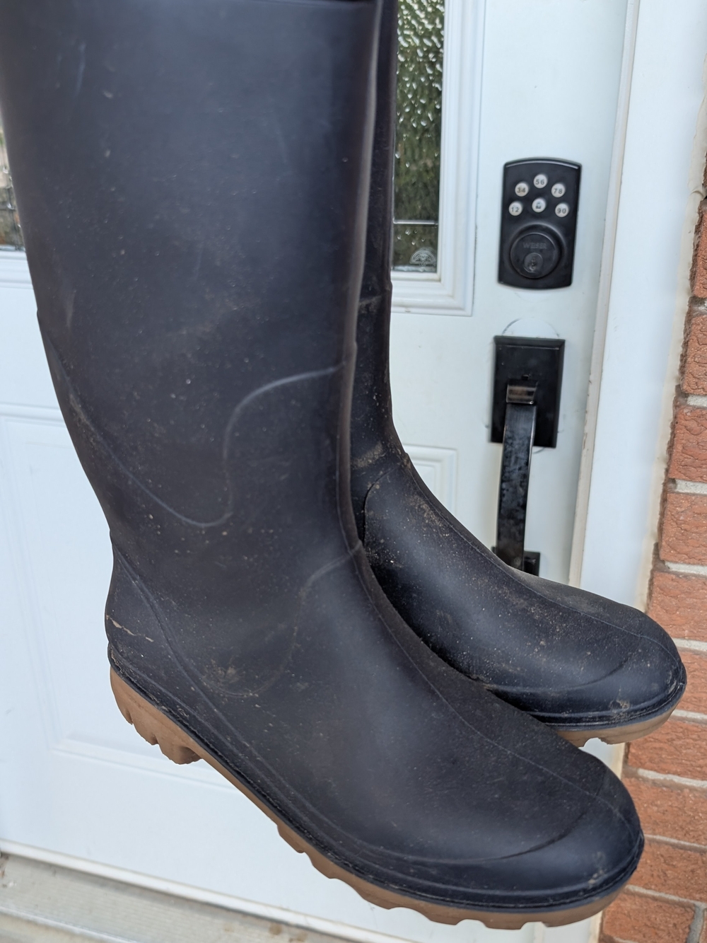 Kamik Miranda - Navy Rubber Rain Boots with Brown Tread